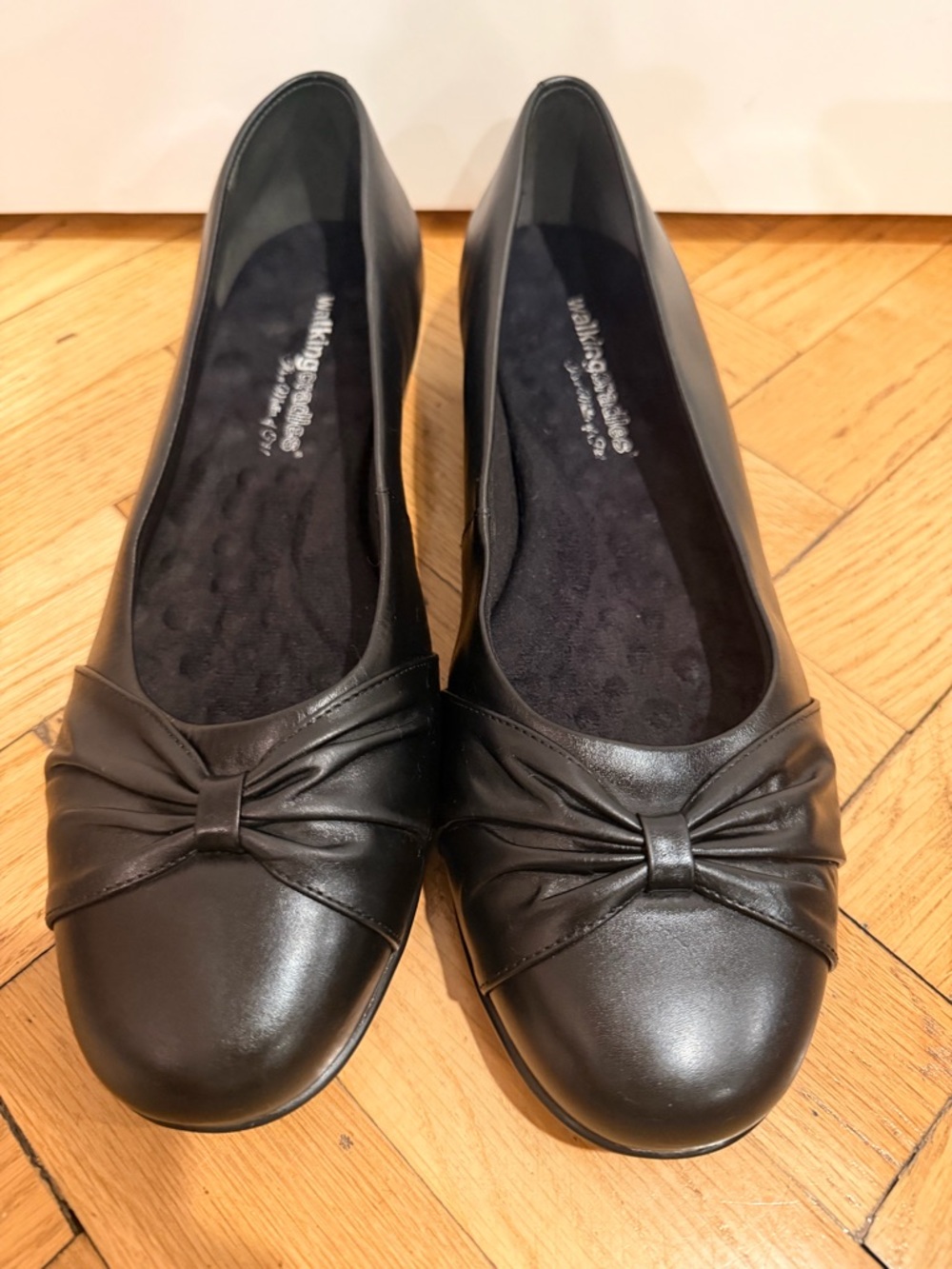 Walking Cradles Black Leather Comfort Flats Size 12 Cushioned Footbed - Picture 4 of 9